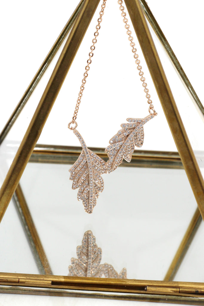 fashion crystal leaf clavicle necklace