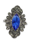 noble blue heart crystal flower ring