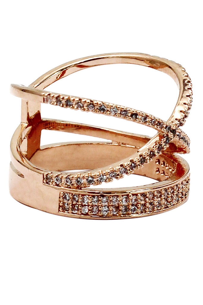 fashion hat crystal rose gold ring