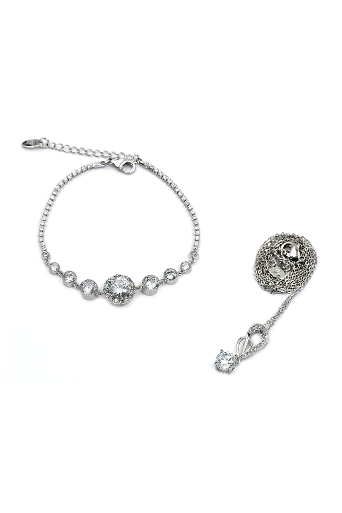 fashion elegant crystal bracelet necklace set