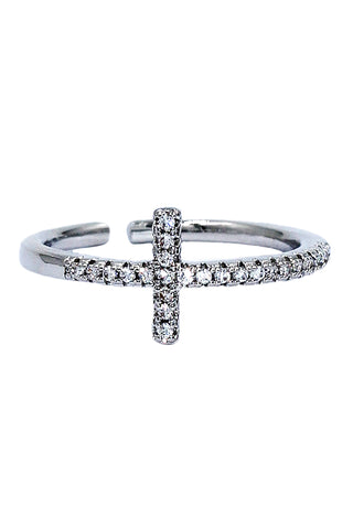 elegant double crystal silver ring