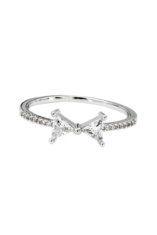 silver fashion cross crystal ring