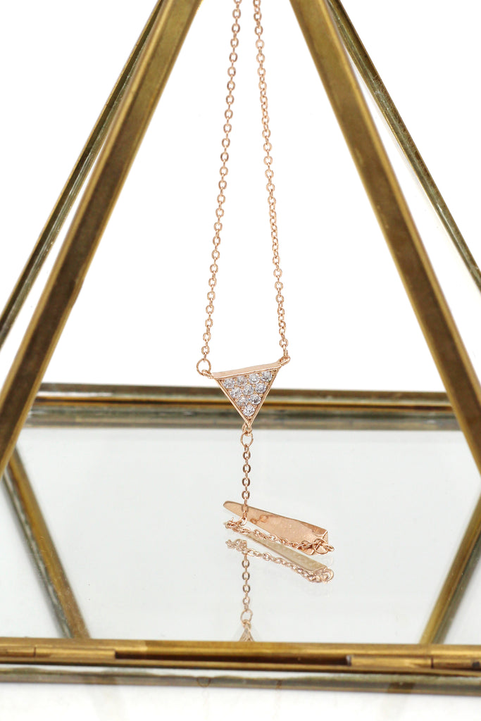 cabinet small triangle crystal pendant necklace
