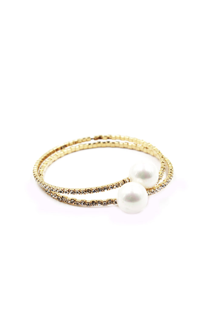 fashion gold pearl crystal bracelet