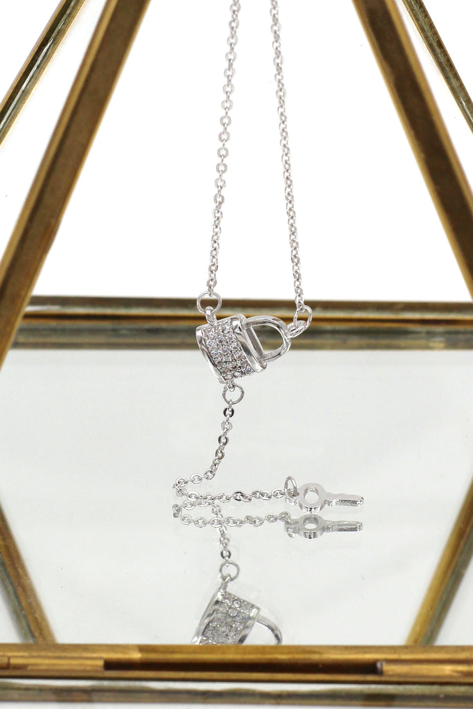 fashion crystal lock necklace ring set