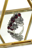 elegant crystal flower and foliage ring