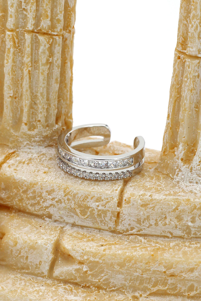 micro pave small crystal silver ring