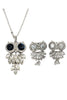 lovely crystal blue eye owl necklace earrings set