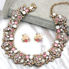 noble colorful crystal flower earrings necklace set