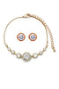 gold round crystal earring bracelet set
