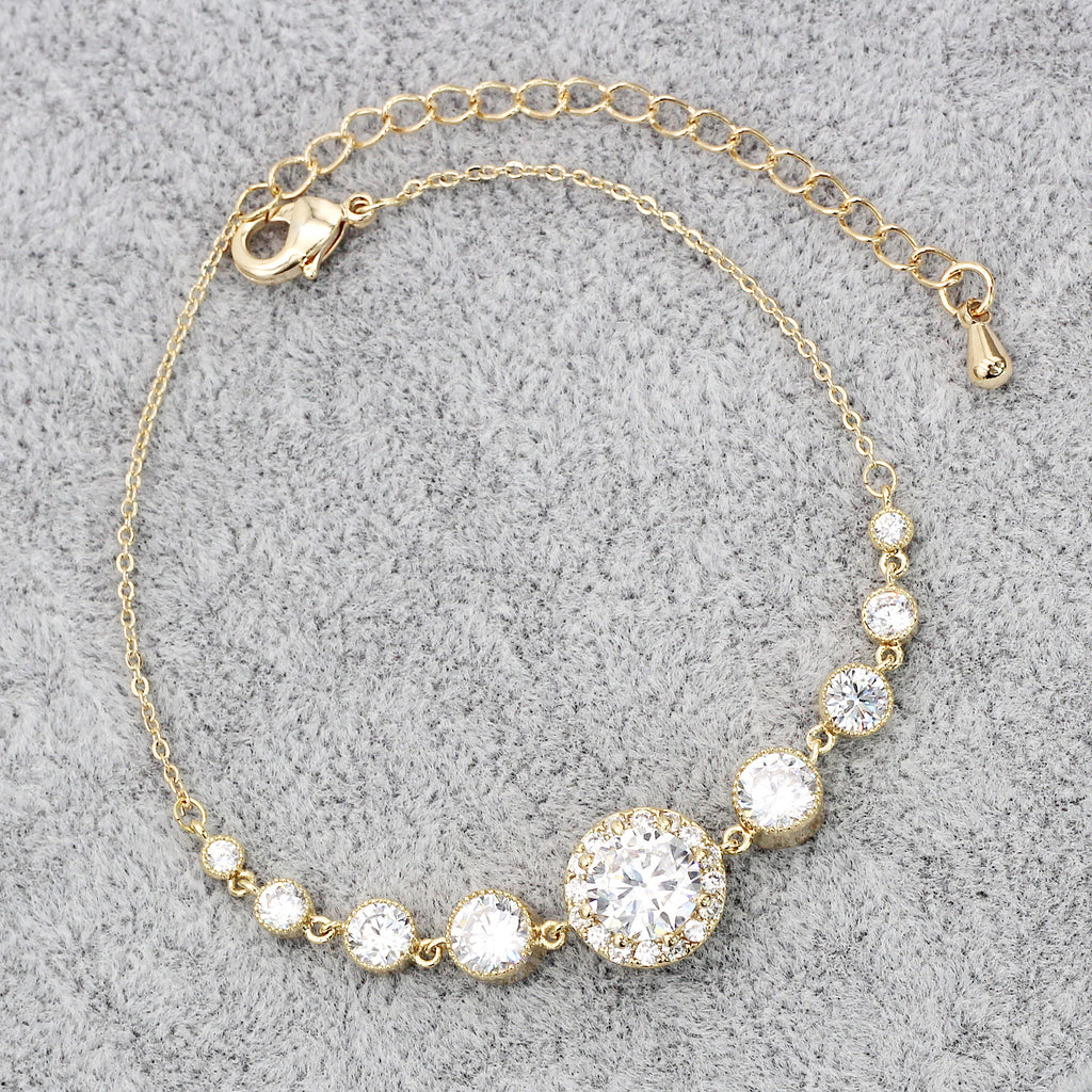 golden crystal earring bracelet set