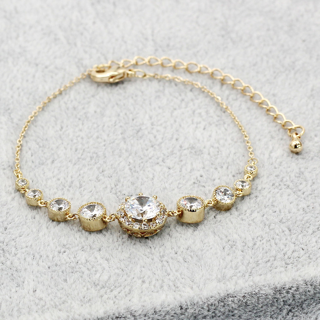 gold round crystal earring bracelet set