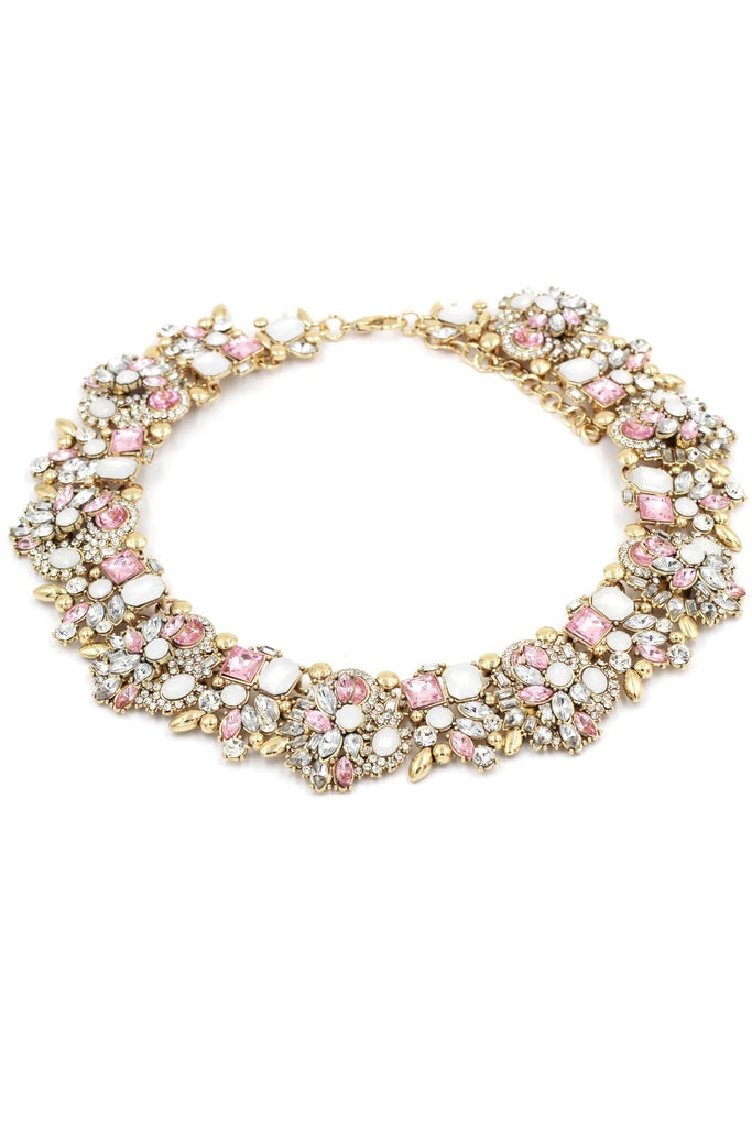 cute pink crystal earrings necklace set