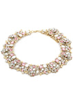 Fashion colorful crystal pink necklace earrings set