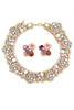 elegant crystal flower earrings necklace set
