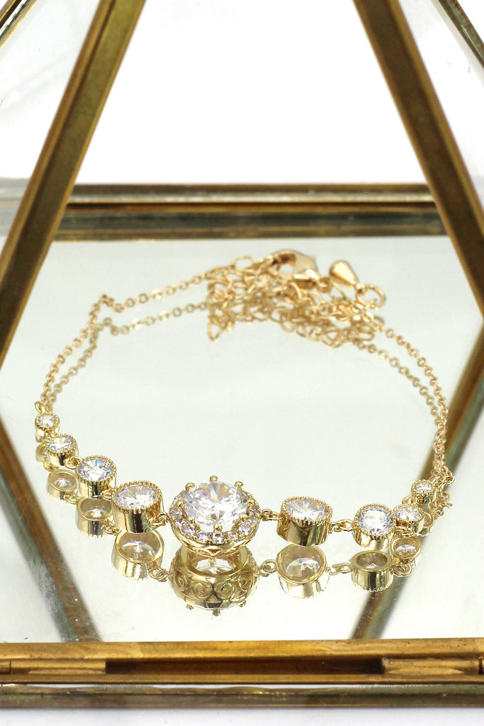 golden crystal earring bracelet set