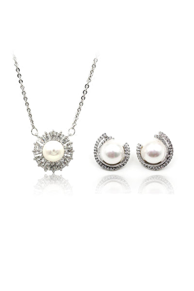 wild crystal pearl earrings necklace set