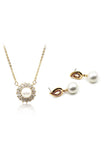 striped crystal pearl necklace earring set