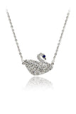 delicate blue eyes swan necklace earrings set