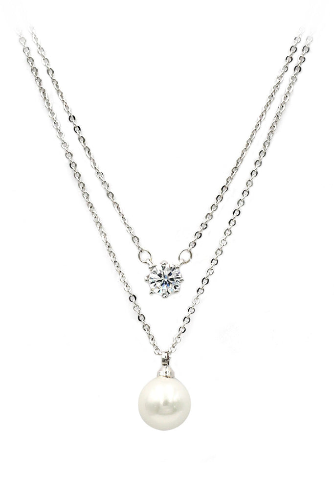 delicate double strand pearl necklace ring set
