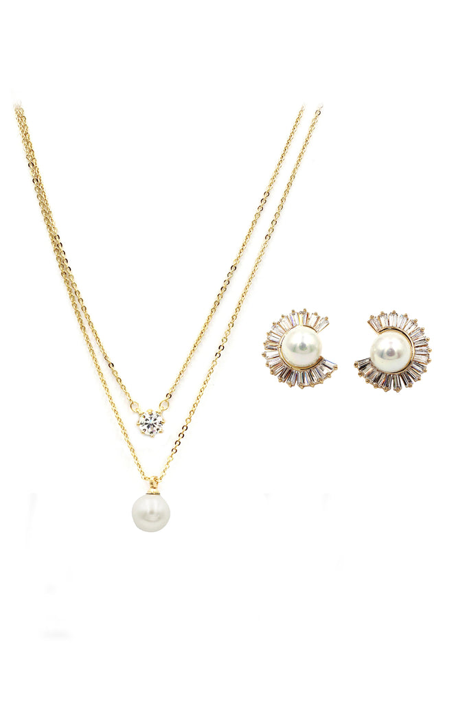 Pearl pendant necklace earring set