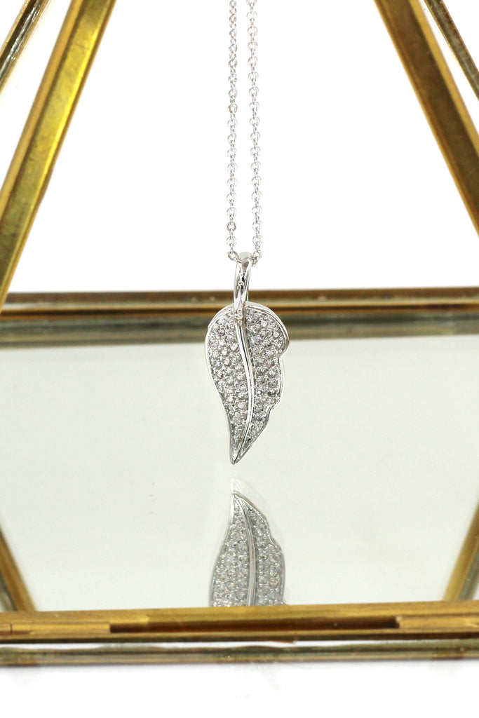leaf crystal ring necklace set