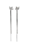 long ear swan crystal earrings