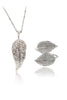 leaf crystal ring necklace set