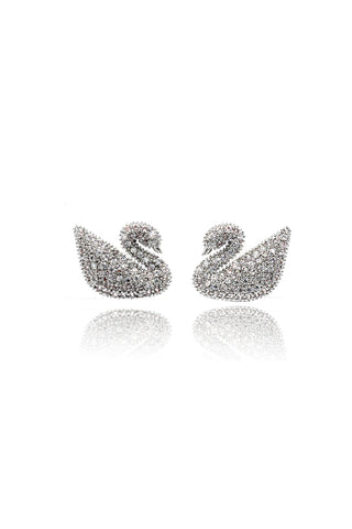 elegant crystal bird and flower gold earrings