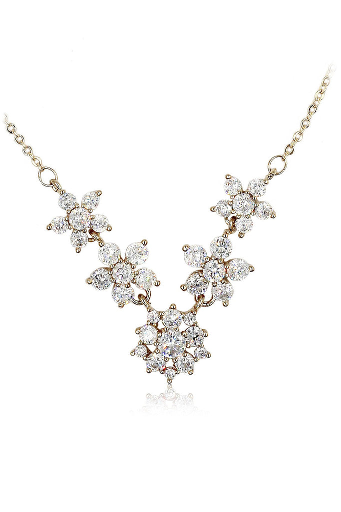 pretty crystal flower necklace earrings set