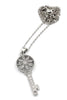 fashion hollow flower crystal key necklace