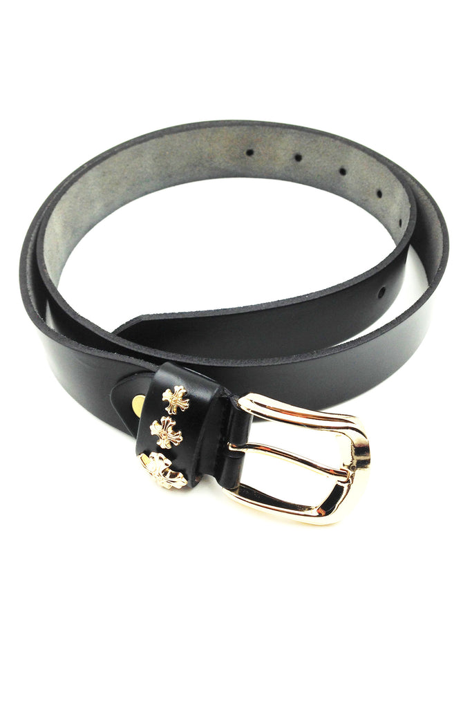 golden plain buckle leather belt