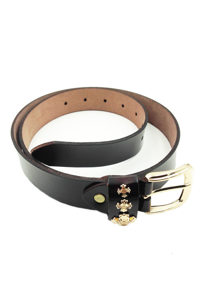 golden plain buckle leather belt