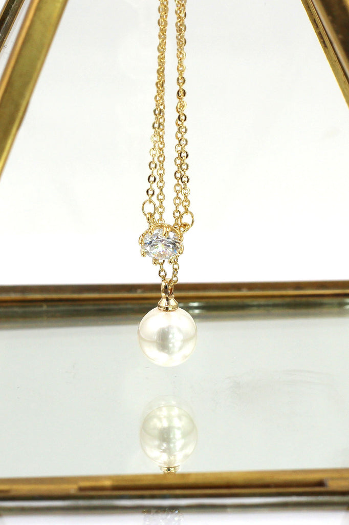 big round crystal pearl earring necklace set