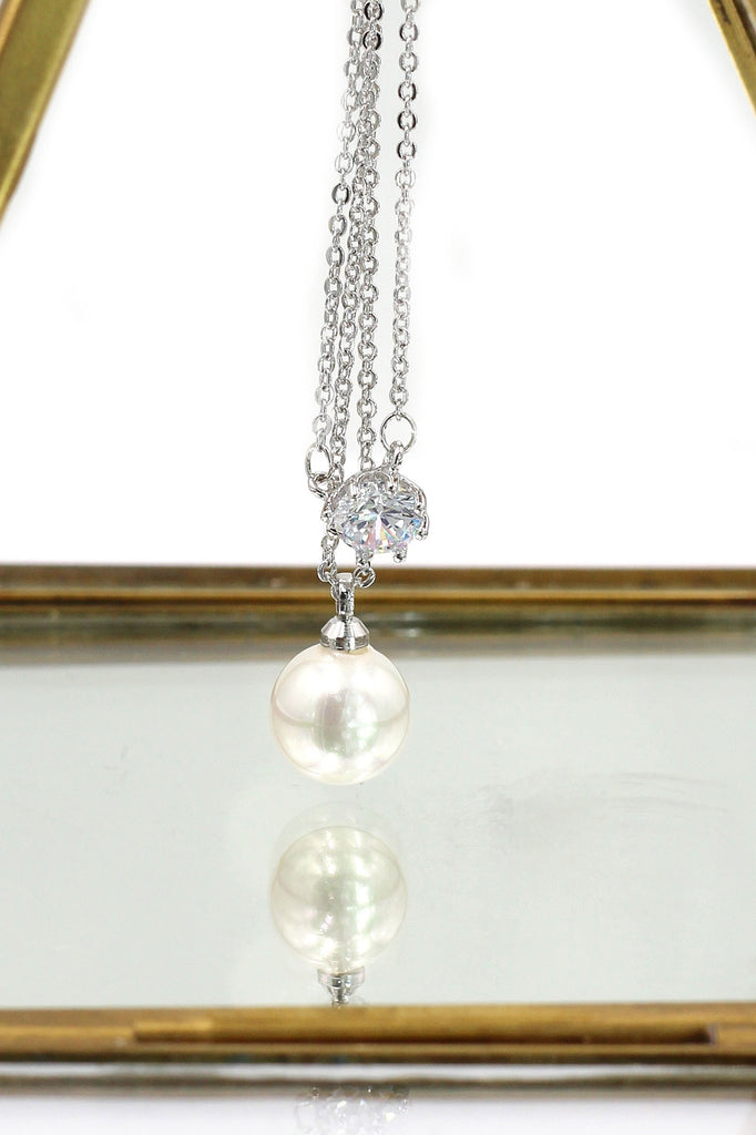 double crystal chain pearl earring set