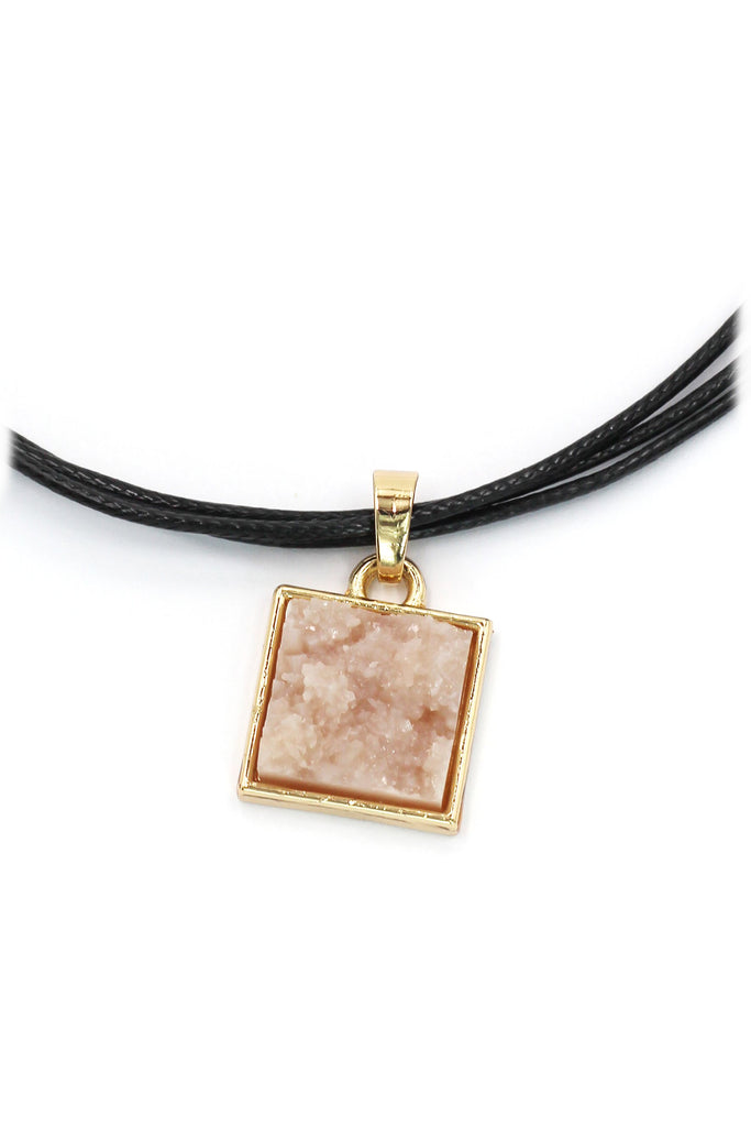 pink square earring necklace set
