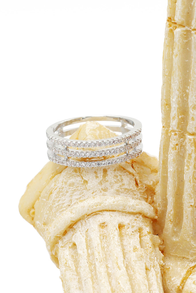 fashion three-tiered crystal ring