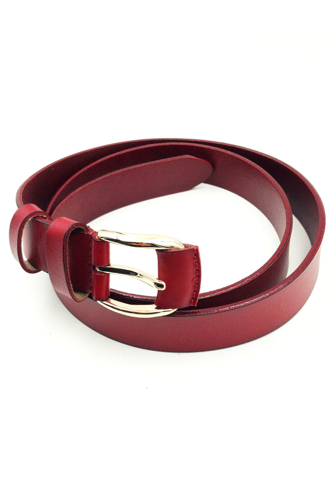 austere style leather gold buckle belt