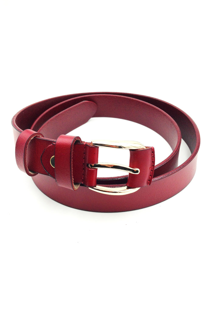 austere style leather gold buckle belt