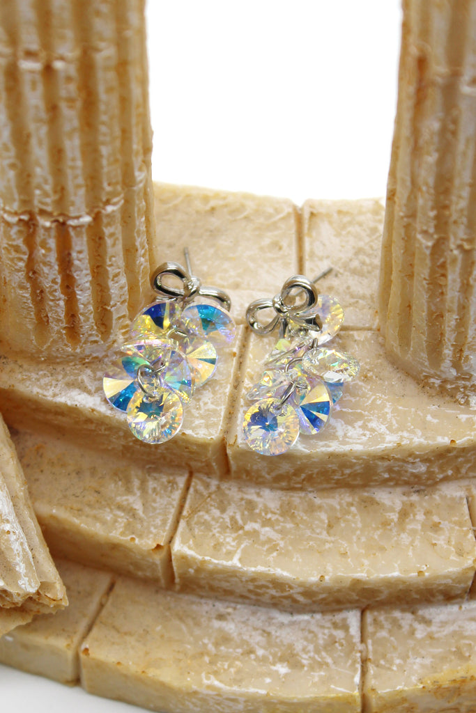 lovely bow swarovski crystal earrings