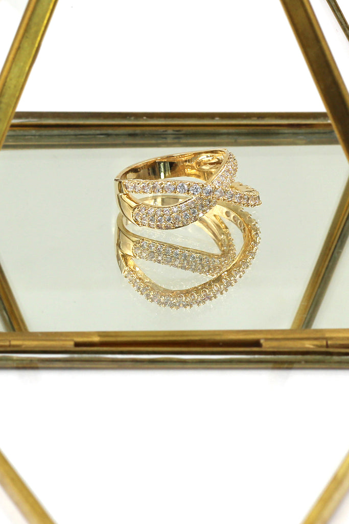 fashion intersect crystal ring