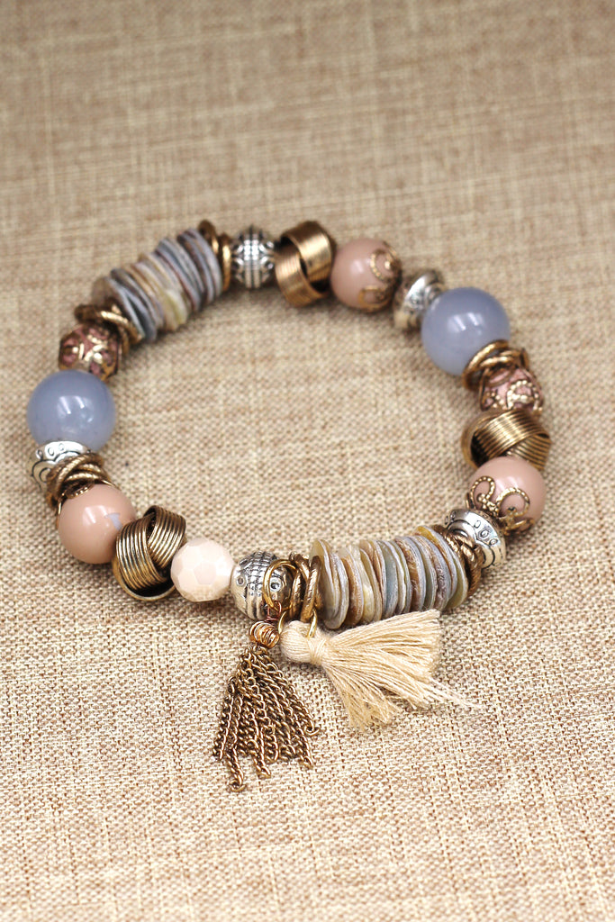 colorful bead line tassel bracelet