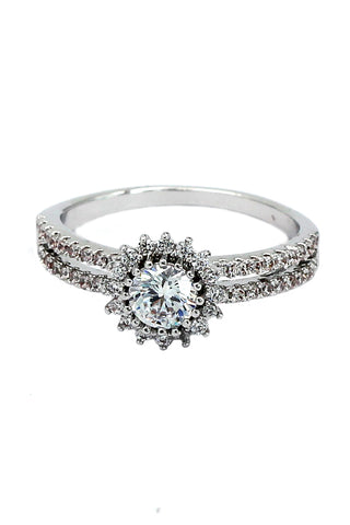 delicate flower crystal ring