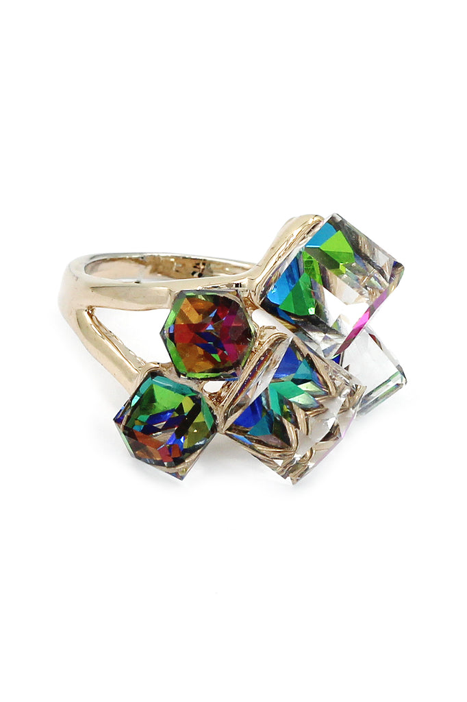 colorful phantom crystal cube ring