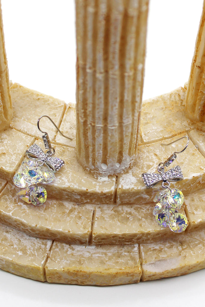 lovely bow tie swarovski crystal hook earrings