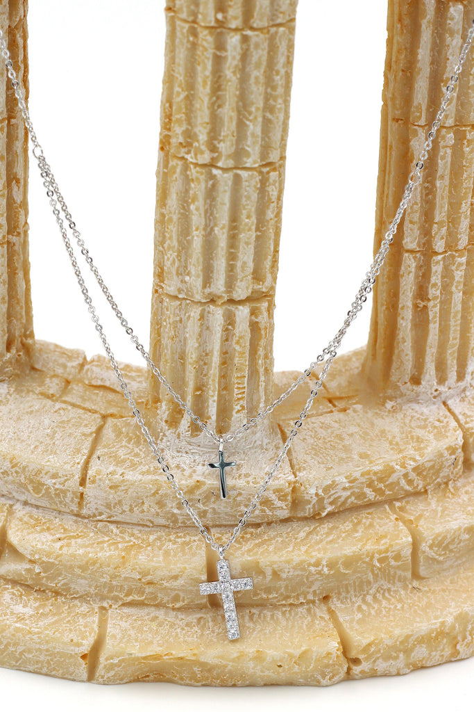 fashion mini crystal cross earrings necklace set