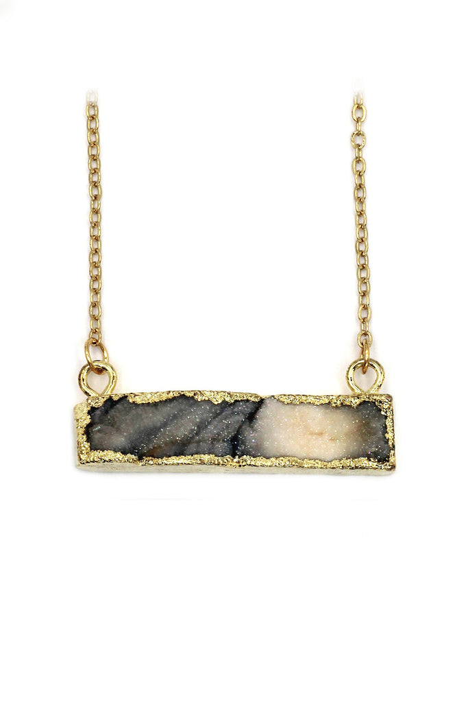 fashion sparkling natural stone golden necklace