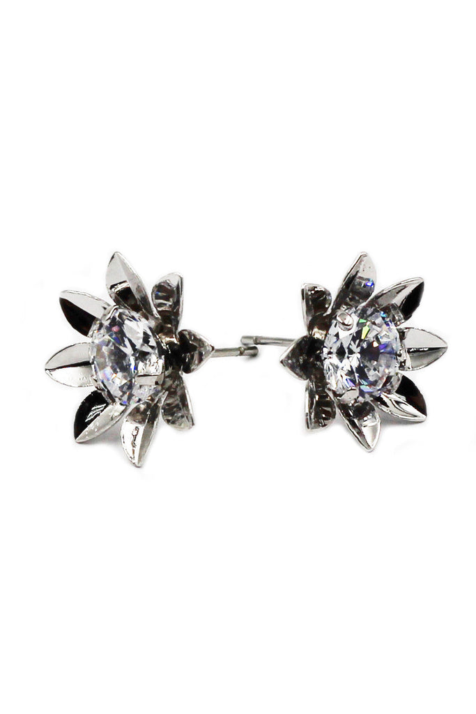 elegant crystal flower necklace earrings set