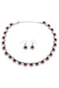 classic red crystal necklace earrings set