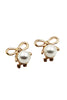 mini bow earrings pearl necklace set